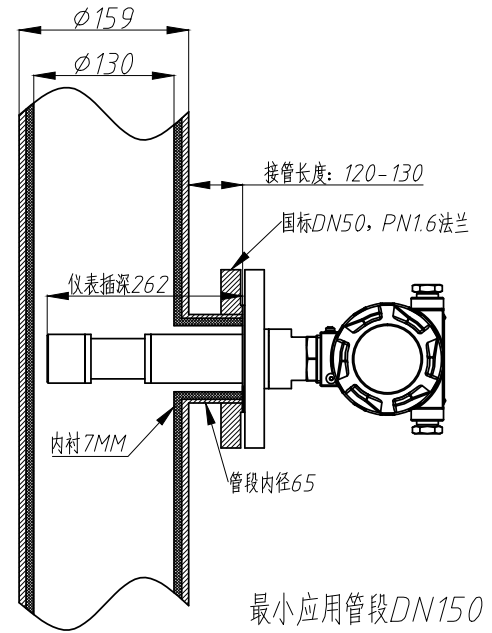 插入式 · 无配件（大接管型） 外形图